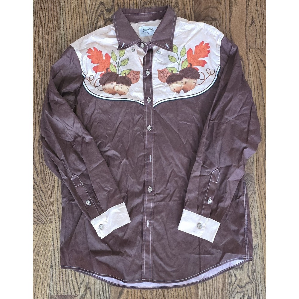 Boozelele Western Shirt Men M Acorns Button Down  Cowboy Style